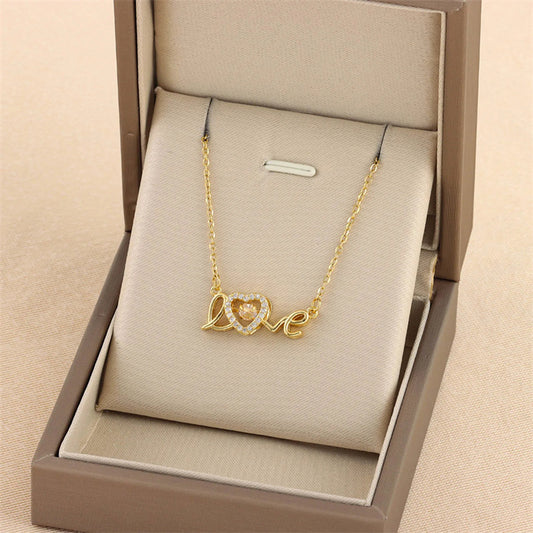 Valentines Day Gift New Titanium Steel Necklace Fashion New Love Smart Necklace Female Clavicle Chain Fashion Jewelry Woman - MANDOTOS