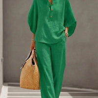 Women’s Casual Shirt and Full-Length Pants Set