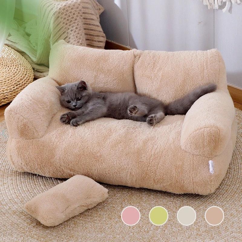 Luxury Cat Bed Sofa - Winter Warm Plush Pet Bed - MANDOTOS