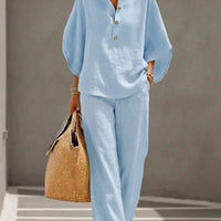 Women’s Casual Shirt and Full-Length Pants Set