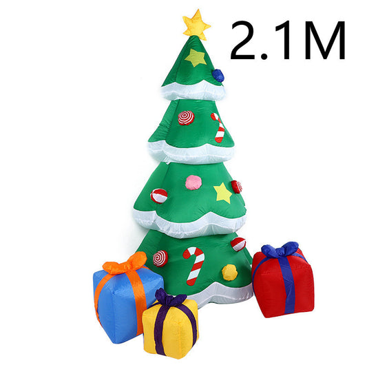 Christmas LED Lights Glowing Santa Tree Snowman Inflatable Doll Outdoor Yard Garden Decor - MANDOTOS
