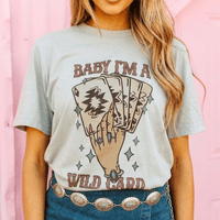 Baby I'm A Wild Card Graphic Tee - Grey