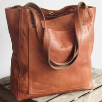 Women's Soft Leather Portable Shoulder With Pocket Vintage Bag - MANDOTOS