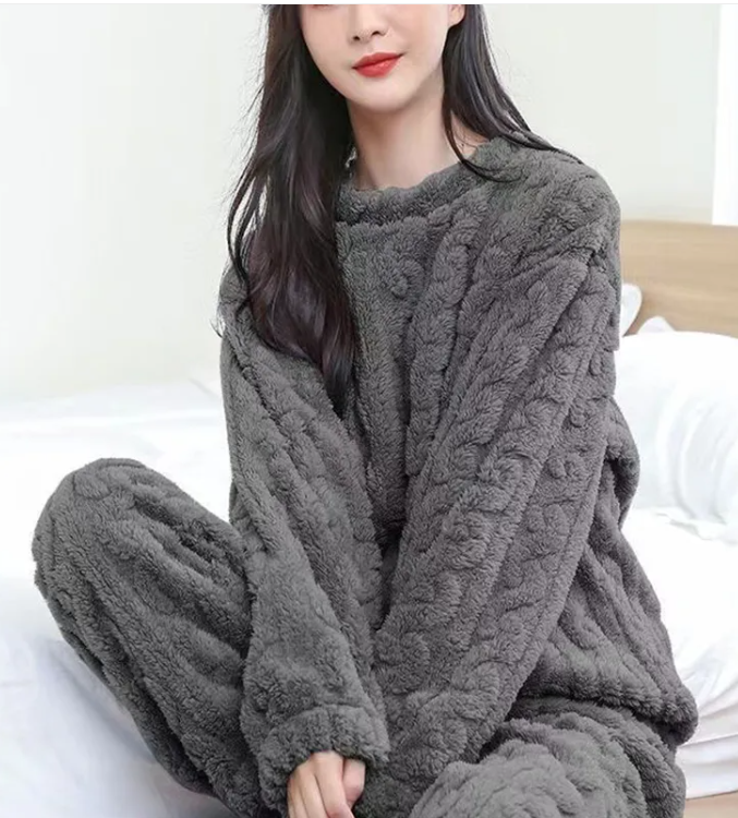 Cozy Coral Velvet Sleepwear Set