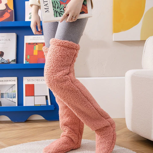 Over Knee High Fuzzy Long Socks Winter Warm Cold Leg Knee Joint Cold-proof Stockings Home Floor Sleeping Socks - MANDOTOS