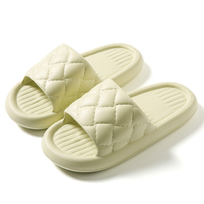 New Rhombus Home Slippers Summer Non-slip Floor Bathroom Slipper Lightweight Simple House Shoes For Women Men - MANDOTOS