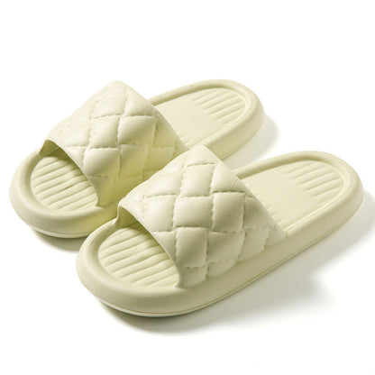 New Rhombus Home Slippers Summer Non-slip Floor Bathroom Slipper Lightweight Simple House Shoes For Women Men - MANDOTOS