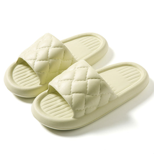 New Rhombus Home Slippers Summer Non-slip Floor Bathroom Slipper Lightweight Simple House Shoes For Women Men - MANDOTOS