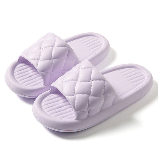 New Rhombus Home Slippers Summer Non-slip Floor Bathroom Slipper Lightweight Simple House Shoes For Women Men - MANDOTOS