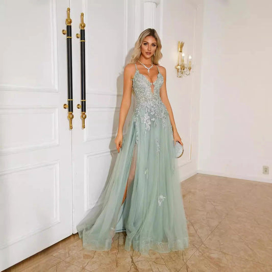Women Evening Dresses Suspender Dance Dress Long MANDOTOS
