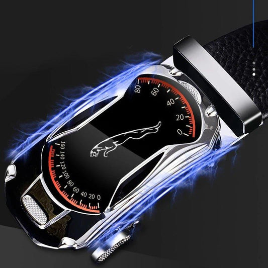 Belts for 3.5cm Width Sports Car Brand Fashion Automatic Buckle Black Genuine Leather Men's Jeans High Quality Waist Male Strap - MANDOTOS