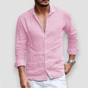 Men's Long Sleeve Shirt Casual Loose Lapel Button Top Solid Color Plus Size Blouse Clothing - MANDOTOS INTERNATIONAL0