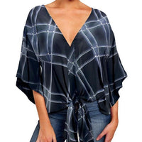 New V Neck Blouse Women Leopard Print Shirts Floral Tie Front Blouses Batwing Summer Oversize Ladies Tops - MANDOTOS INTERNATIONAL0