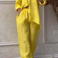 Wide-Leg Pants & Lace-Up Top Two-Piece Set – Solid Color, 12 Colors S–5XL
