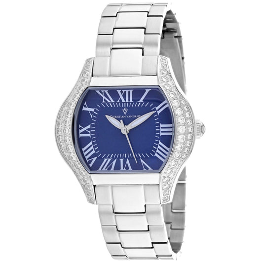 Bianca by Christian Van Sant women's watch with a sleek design, silver-tone strap, and elegant round dial.