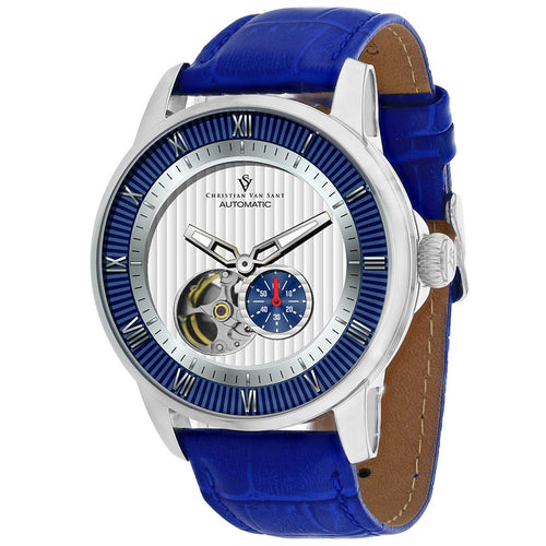 Christian Van Sant Men's Viscay watch with a sleek design and leather strap, displayed on a neutral background.