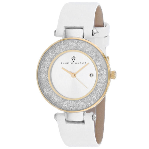 Christian Van Sant Women's Dazzle watch with a sleek design and silver strap, showcasing elegant timepiece craftsmanship.