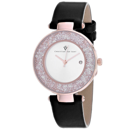 Christian Van Sant Women's Dazzle watch with a sleek design and silver-tone strap, showcasing elegant timepiece craftsmanship.
