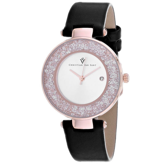 Christian Van Sant Women's Dazzle watch with a sleek design and silver-tone strap, showcasing elegant timepiece craftsmanship.