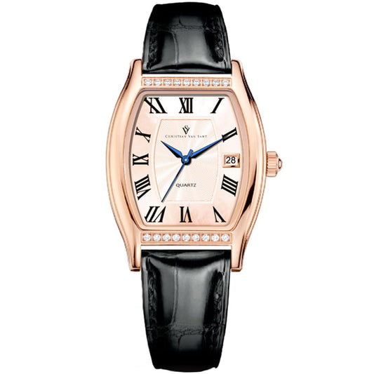 Christian Van Sant Women's Gemma watch with a sleek design and silver-tone strap, showcasing elegant timepiece craftsmanship.