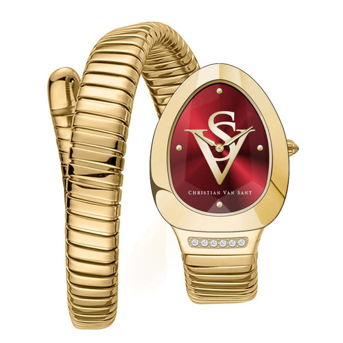 Christian Van Sant Women's Naga watch with a sleek design and silver-tone band, showcasing elegant timepiece craftsmanship.