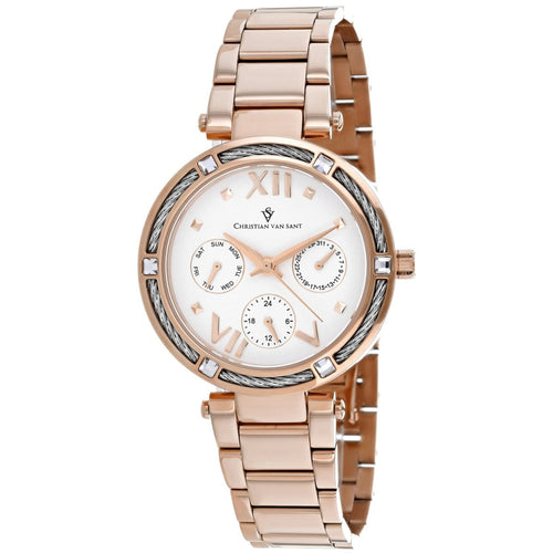 Christian Van Sant Women's Sienna watch with a sleek design and metal band, perfect for elegant everyday wear