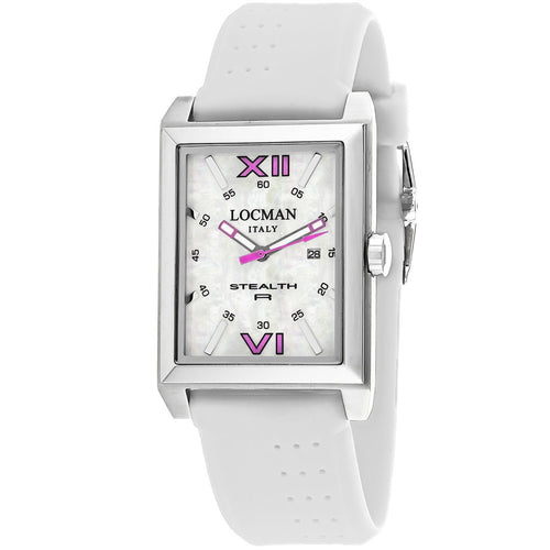 Elegant Locman men's classic watch with a round dial and silver strap, showcasing sophisticated design and craftsmanship.