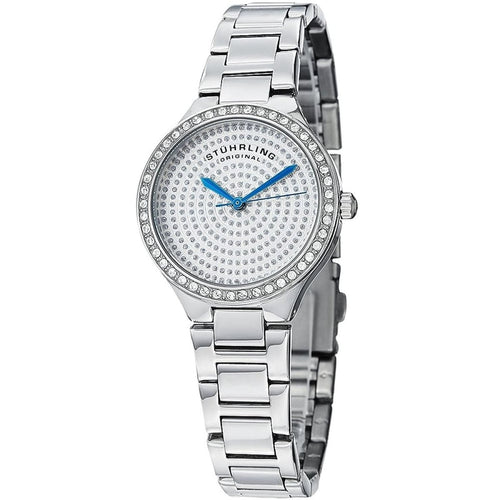 Stuhrling Women's Symphony Watch with a sleek design, silver-tone case, and elegant dial, showcasing craftsmanship and style.