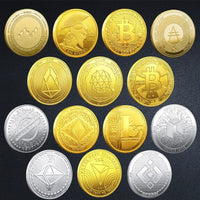 Bitcoin BTC ETH ADA XLM SHIB DOGE XRP SOL DOT LINK LTC UNI Coin Physical Metal Crypto Currency Coin Collection with Plastic Case - MANDOTOS INTERNATIONAL