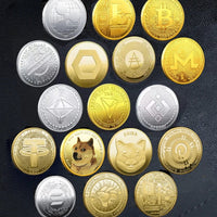 Bitcoin BTC ETH ADA XLM SHIB DOGE XRP SOL DOT LINK LTC UNI Coin Physical Metal Crypto Currency Coin Collection with Plastic Case - MANDOTOS INTERNATIONAL