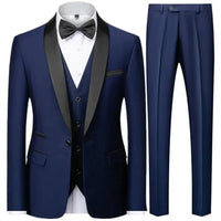 Large Size Men's Three-Piece Suit for Autumn Wedding Party in Slim Fit Style - MANDOTOS INTERNATIONAL