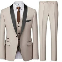 Large Size Men's Three-Piece Suit for Autumn Wedding Party in Slim Fit Style - MANDOTOS INTERNATIONAL