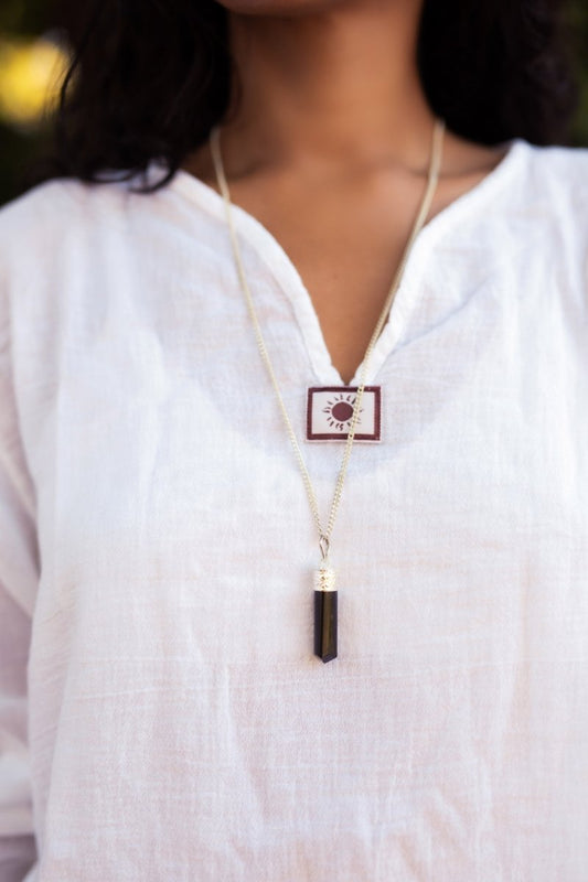 Black Tourmaline Protection Pendant Silver plated - MANDOTOS INTERNATIONAL