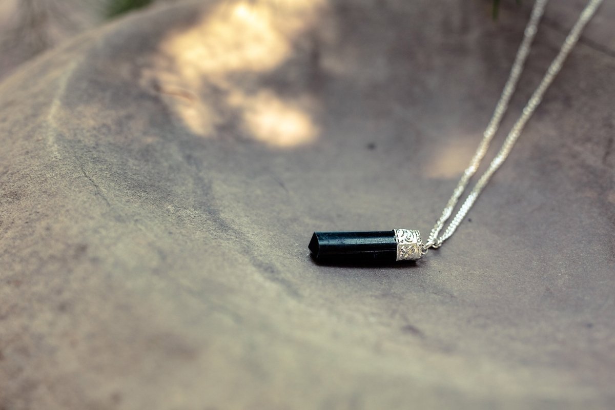 Black Tourmaline Protection Pendant Silver plated - MANDOTOS INTERNATIONAL