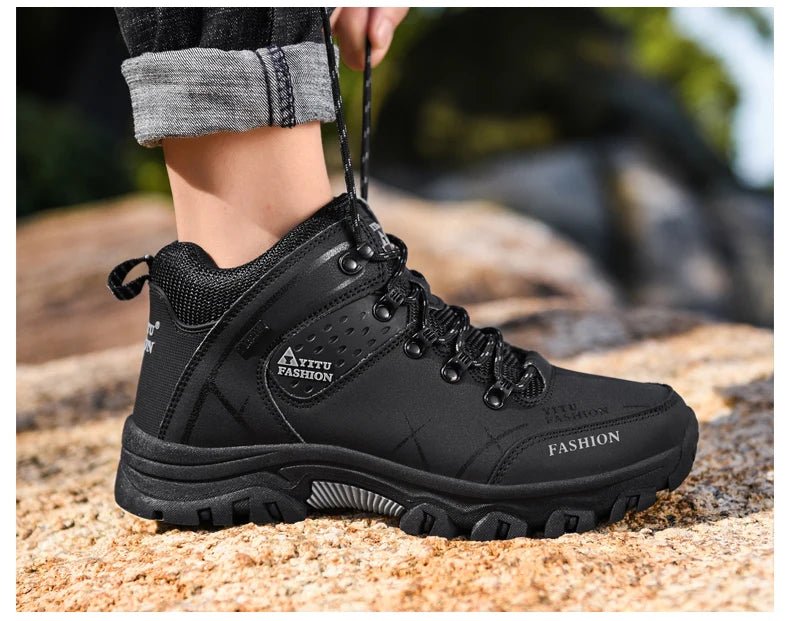 Brand Men Winter Snow Boots Waterproof Leather Sneakers Super Warm Men's Boots Outdoor Male Hiking Boots Work Shoes Size 39-47 - MANDOTOS INTERNATIONAL