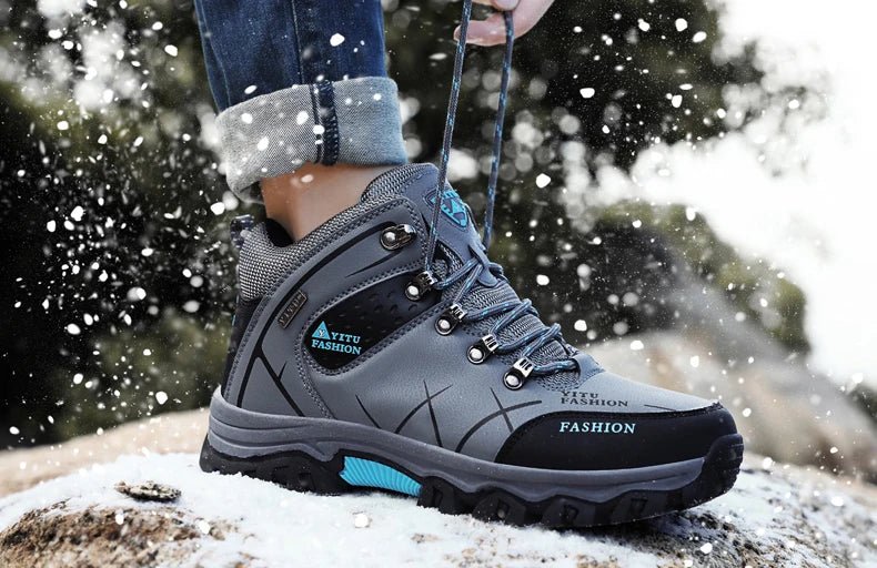 Brand Men Winter Snow Boots Waterproof Leather Sneakers Super Warm Men's Boots Outdoor Male Hiking Boots Work Shoes Size 39-47 - MANDOTOS INTERNATIONAL