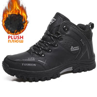 Brand Men Winter Snow Boots Waterproof Leather Sneakers Super Warm Men's Boots Outdoor Male Hiking Boots Work Shoes Size 39-47 - MANDOTOS INTERNATIONAL