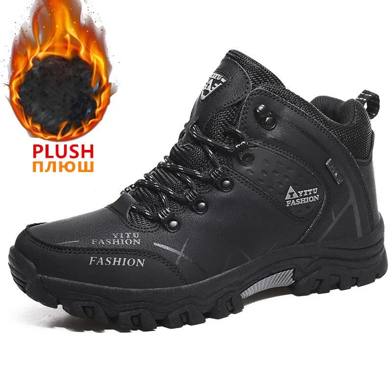 Brand Men Winter Snow Boots Waterproof Leather Sneakers Super Warm Men's Boots Outdoor Male Hiking Boots Work Shoes Size 39-47 - MANDOTOS INTERNATIONAL