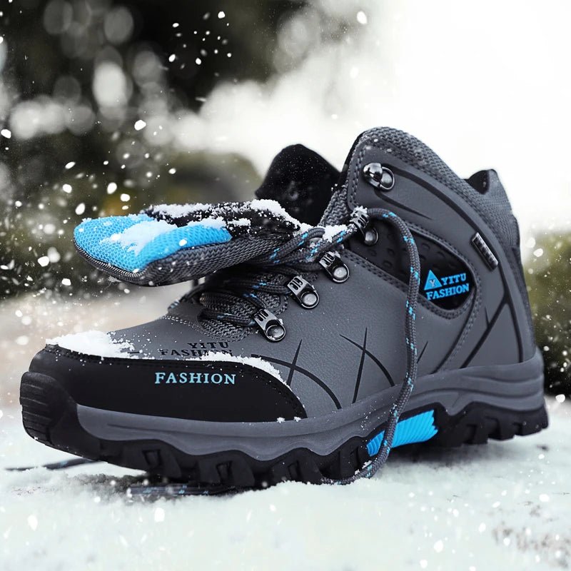 Brand Men Winter Snow Boots Waterproof Leather Sneakers Super Warm Men's Boots Outdoor Male Hiking Boots Work Shoes Size 39-47 - MANDOTOS INTERNATIONAL