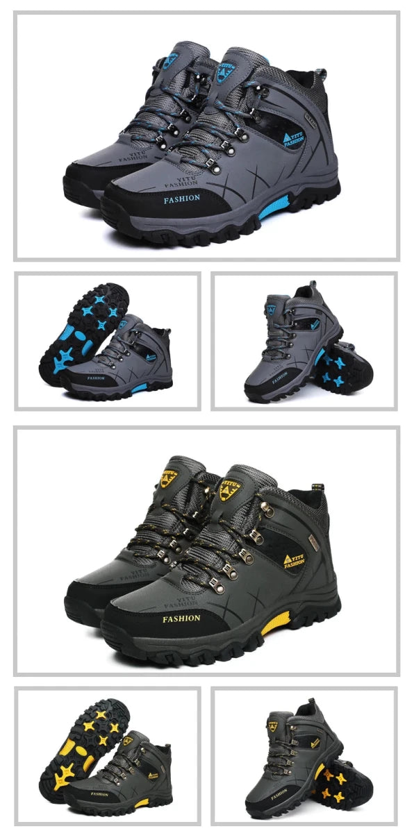 Brand Men Winter Snow Boots Waterproof Leather Sneakers Super Warm Men's Boots Outdoor Male Hiking Boots Work Shoes Size 39-47 - MANDOTOS INTERNATIONAL