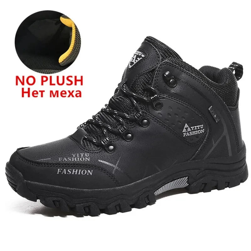 Brand Men Winter Snow Boots Waterproof Leather Sneakers Super Warm Men's Boots Outdoor Male Hiking Boots Work Shoes Size 39-47 - MANDOTOS INTERNATIONAL