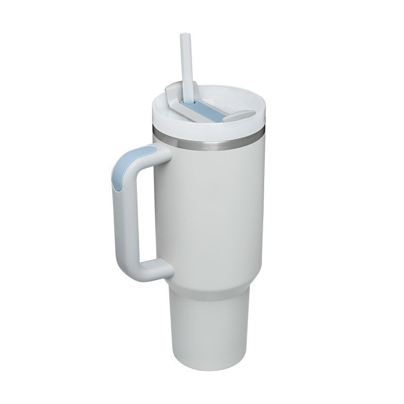40 Oz Tumbler With Handle Straw Insulated, Stainless Steel Spill Proof Vacuum Coffee Cup Tumbler With Lid Tapered Mug Gifts For Valentine Lover Suitable For Car Gym Office Travel - MANDOTOS
