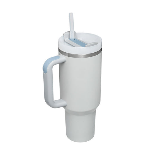 40 Oz Tumbler With Handle Straw Insulated, Stainless Steel Spill Proof Vacuum Coffee Cup Tumbler With Lid Tapered Mug Gifts For Valentine Lover Suitable For Car Gym Office Travel - MANDOTOS