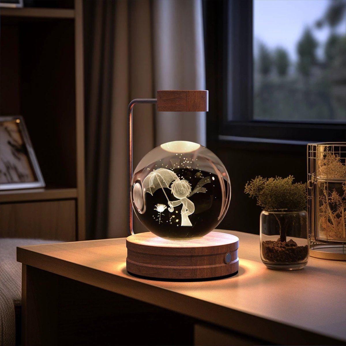 Crystal Ball Cosmic Dinosaur Indoor Night Light USB Power Warm Bedside Light Birthday Gift Night Lamp MANDOTOS