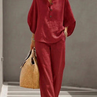 Women’s Casual Shirt and Full-Length Pants Set