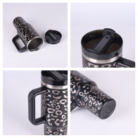 40 Oz Tumbler With Handle Straw Insulated, Stainless Steel Spill Proof Vacuum Coffee Cup Tumbler With Lid Tapered Mug Gifts For Valentine Lover Suitable For Car Gym Office Travel - MANDOTOS