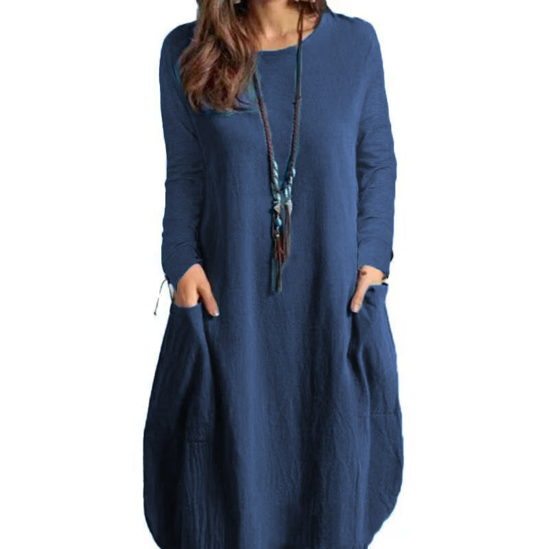 Ladies' Autumn Breeze Cotton-Linen Dress