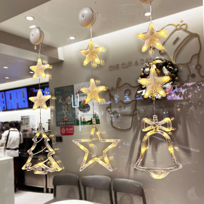 Christmas 3pcs LED Light Star Xmas Tree Hanging Sucker Lamp Window Ornaments Decoration For Home Xmas Navidad New Year Decor Christmas Decorations - MANDOTOS