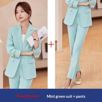 Lapel Button-Down Blazer & Straight-Leg Trousers Suit