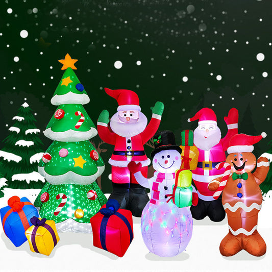 Christmas LED Lights Glowing Santa Tree Snowman Inflatable Doll Outdoor Yard Garden Decor - MANDOTOS